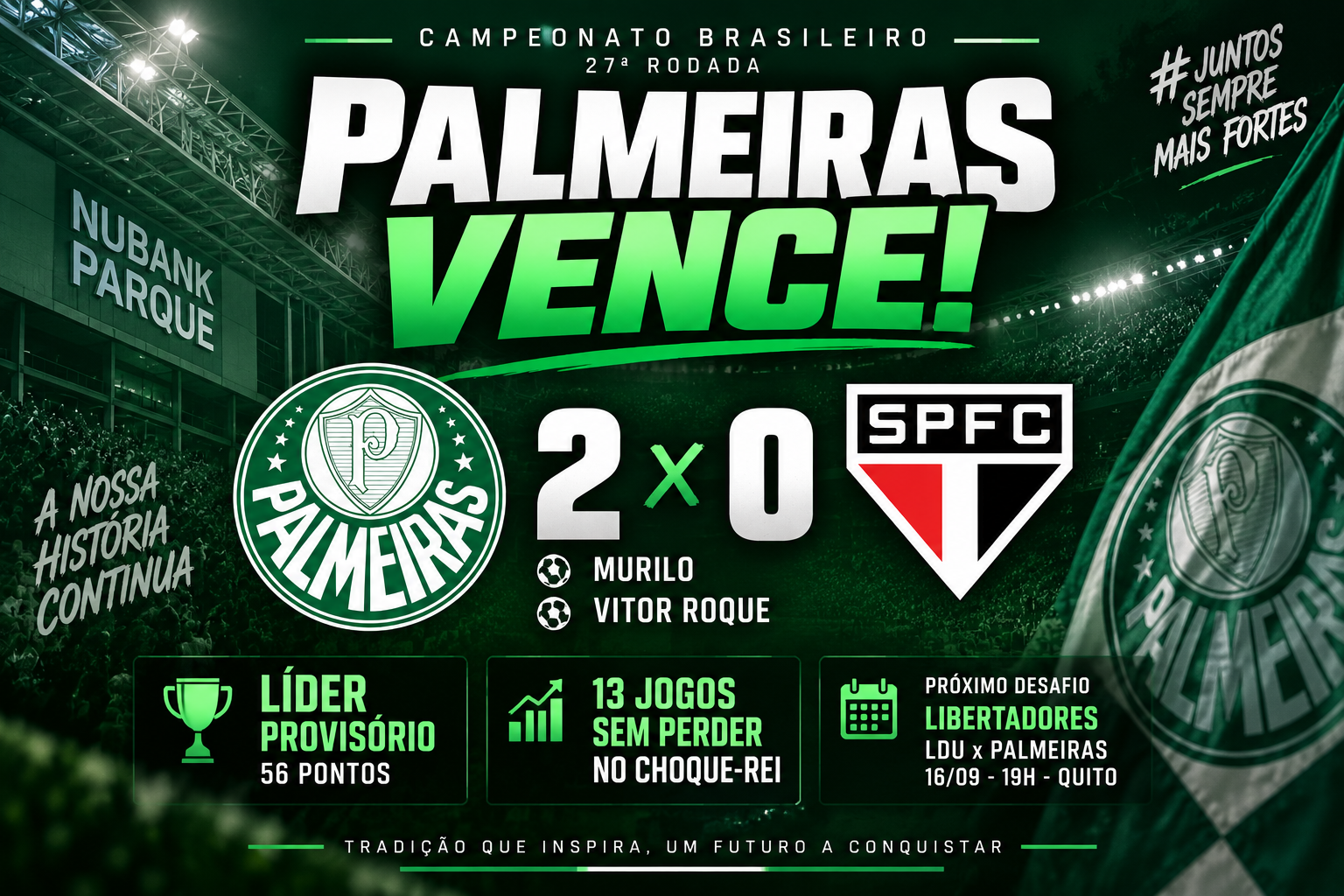 Palmeiras vence São Paulo por 2 a 0, assume liderança e amplia tabu no Choque-Rei